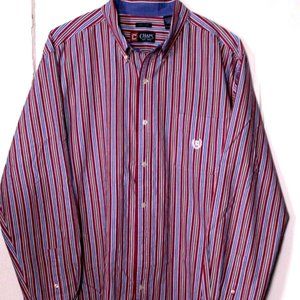 RALPH LAUREN CHAPS CASUAL SHIRT men's size XXL red blue white stripe Easy Care